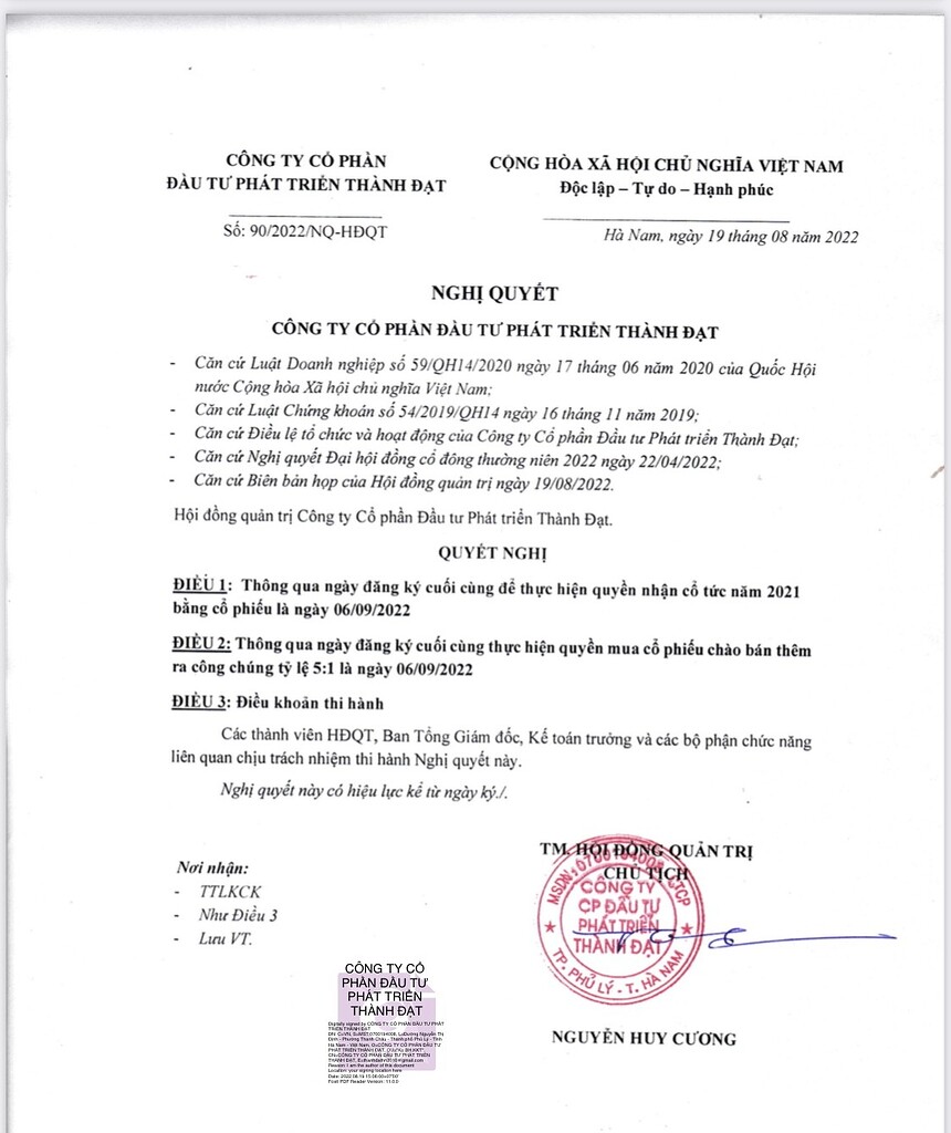 Sóng BĐS KCN đang mạnh mẽ,Giới thiệu a e con hàng DTD BĐS KCN Đồng Văn 1,2,3…: sắp tới sóng cổ tức 18%, pht 5:1 giá 10k