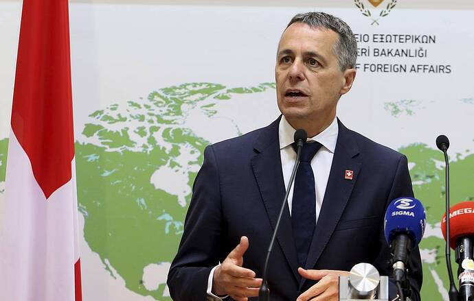 Tổng thống Thụy Sĩ Ignazio Cassis Ảnh AP / Philipos Christou