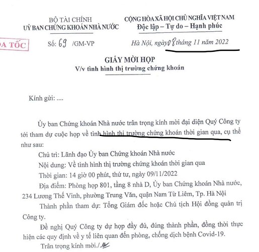 Thư mời hỏa tốc, họp ủy ban chứng khoán