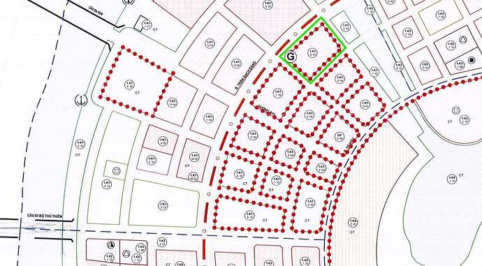 Vị trí ô đất (khoanh vùng màu xanh) ký hiệu 1.K1.8.HH sẽ xây tòa tháp tài chính cao 99 tầng. Ảnh: Minh Quân