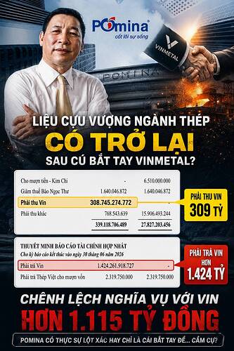 CỰU VƯƠNG NGÀNH THÉP POMINA CÓ CƠ HỘI LÀM LẠI CUỘC ĐỜI SAU CÚ BẮT TAY SINH TỬ VỚI VINMETAL?. Xuất ...
