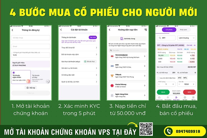 MỞ TÀI KHOẢN CHỨNG KHOÁN VPS TẠI ĐÂY - 4 bước mua cổ phiếu cho người mới
