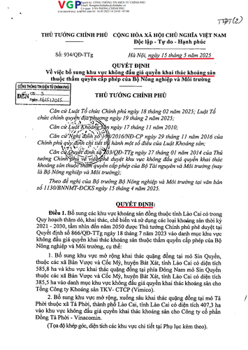 khai thác mỏ Sin quyền không đấu giá