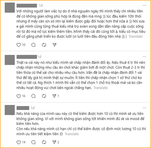 Thuê nhà đắt hay rẻ so với thu nhập, thực ra, là sự đánh đổi của mỗi cá nhân. Chưa kể, đó cũng là một phần động lực để họ chăm chỉ cày cuốc, kiếm tiền, vì nếu không thì lấy tiền đâu ra mà trả tiền thuê nhà?