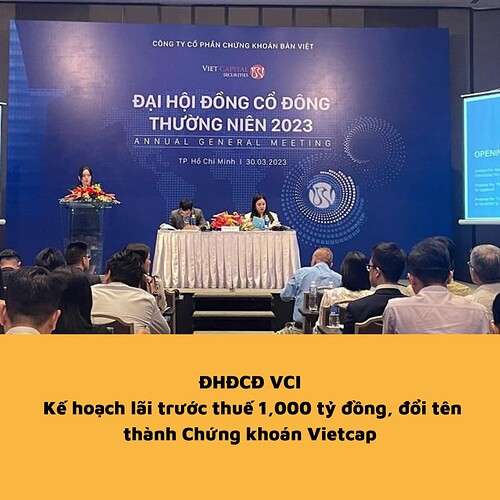 ĐHĐCĐ VCI Kế hoạch lãi trước thuế 1,000 tỷ đồng, đổi tên thành Chứng khoán Vietcap