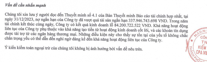 Tập đoàn Dầu khí AnPha bị kiểm toán nghi ngờ khả năng hoạt động liên tục Tập đoàn Dầu khí AnPha bị kiểm toán nghi ngờ khả năng hoạt động liên tục