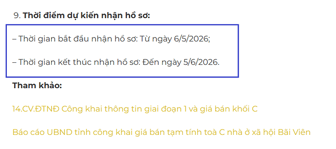 Bãi Viên thời gian mở bán
