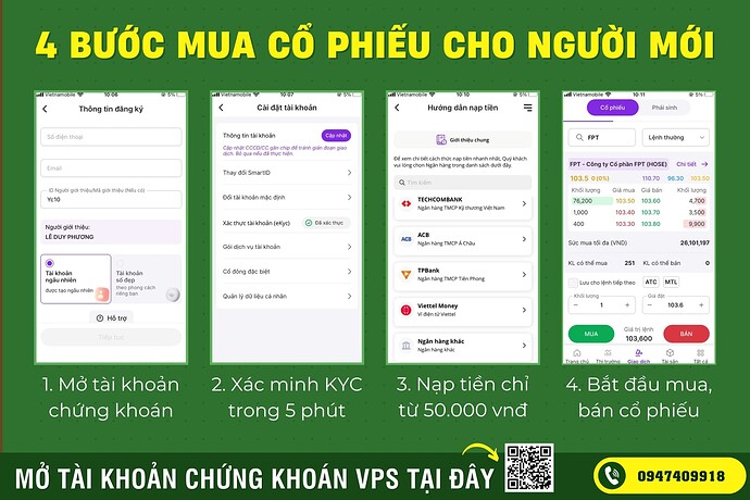 MỞ TÀI KHOẢN CHỨNG KHOÁN VPS TẠI ĐÂY - 4 bước mua cổ phiếu cho người mới