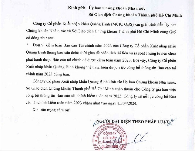 Xuất nhập khẩu Quảng Bình xin gia hạn nộp báo cáo tài chính Xuất nhập khẩu Quảng Bình xin gia hạn nộp báo cáo tài chính