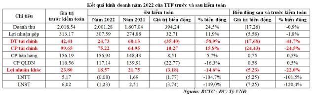 Sau kiểm toán năm 2022, Gỗ Trường Thành (TTF) chuyển từ lãi sang lỗ với giá trị 1,23 tỷ đồng ảnh 1
