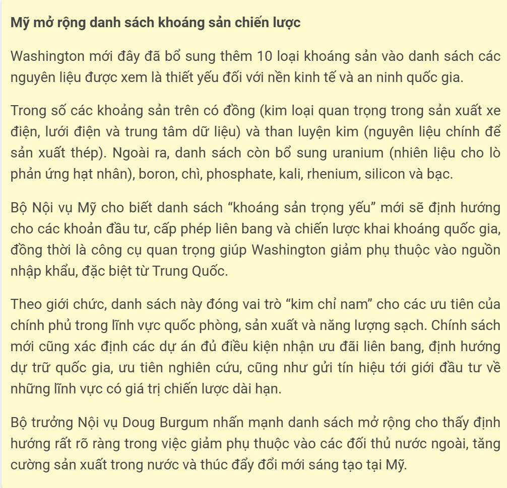 KS chiến lược Mỹ mở rộng