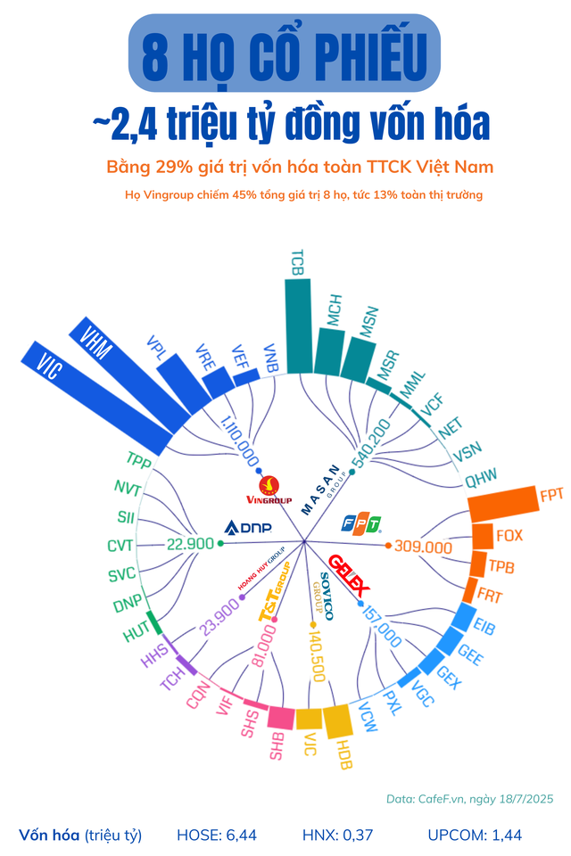 8 'gia tộc' đang nắm giữ 2,4 triệu tỷ đồng, 'chi phối' 1/3 thị trường chứng khoán Việt Nam- Ảnh 1.