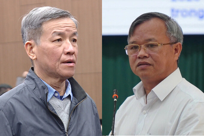 Cựu Chủ tịch UBND tỉnh Đồng Nai Đinh Quốc Thái (trái) và Cao Tiến Dũng. Ảnh: Linh Đan
