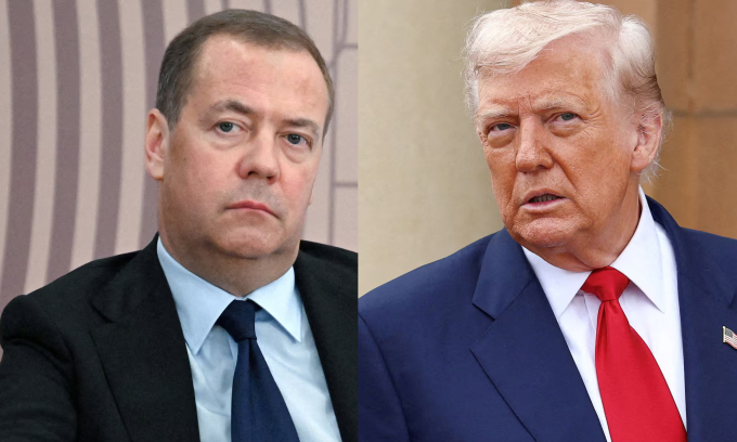 Ông Medvedev (trái) và ông Trump. Ảnh: Reuters
