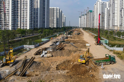 Công trường dự án vành đai 3 TP.HCM (đoạn qua TP Thủ Đức) - Ảnh: CHÂU TUẤN