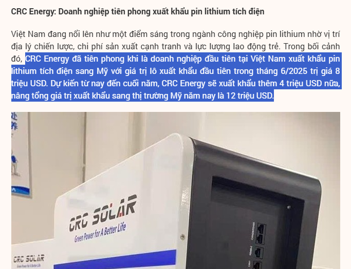 [CRC và tham vọng xuất khẩu pin quốc tế 🔥 Kỳ 2]