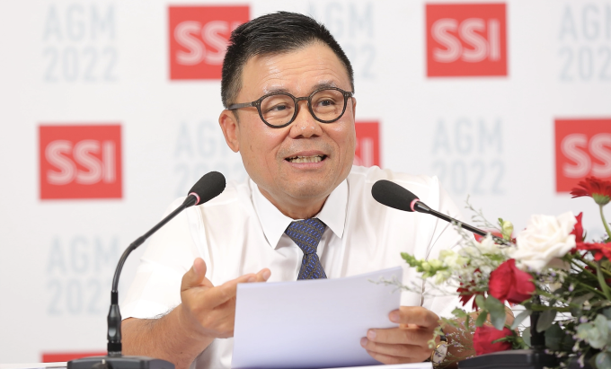 Ông Nguyễn Duy Hưng, Chủ tịch SSI, tại phiên họp thường niên của công ty. Ảnh: SSI