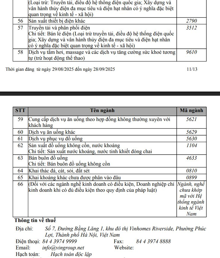 Vingroup của tỷ phú Phạm Nhật Vượng bổ sung thêm 8 ngành nghề kinh doanh, tổng cộng 66 ngành- Ảnh 1.