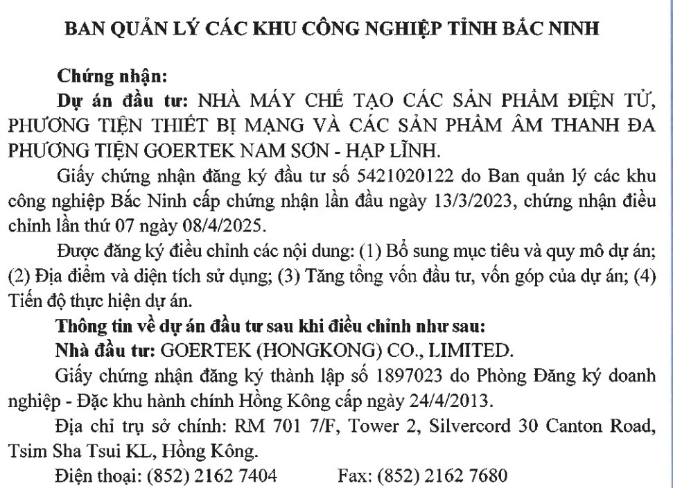 Đại bàng Goertek đầu tư thêm 130 triệu USD vào Bắc Ninh- Ảnh 1.