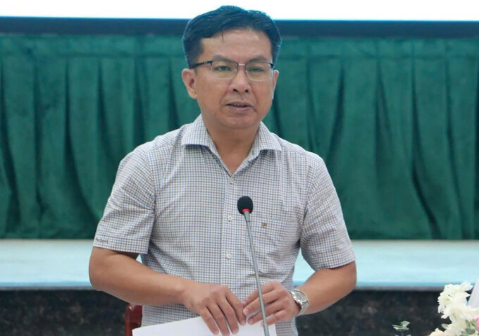 Ông Lê Văn Tiếp trong cuộc họp về giải phóng mặt bằng cao tốc Biên Hòa - Vũng Tàu năm 2024. Ảnh. Baodongnai